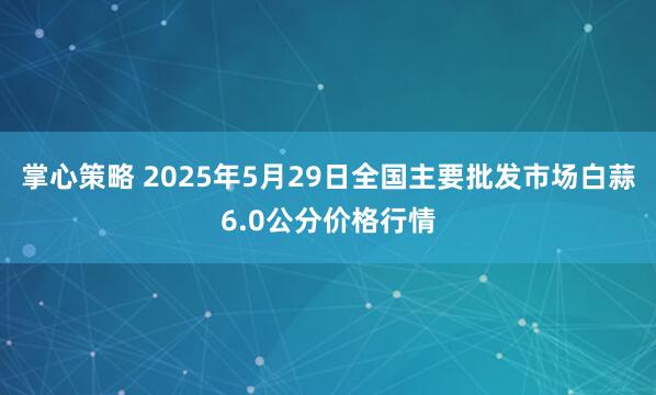 掌心策略 2025年5月29日全国主要批发市场白蒜6.0公分价格行情